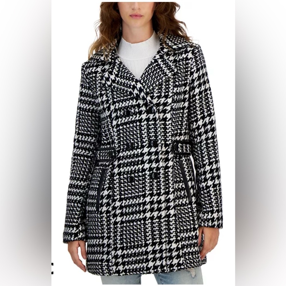 BCX Black & White Houndstooth Coat
